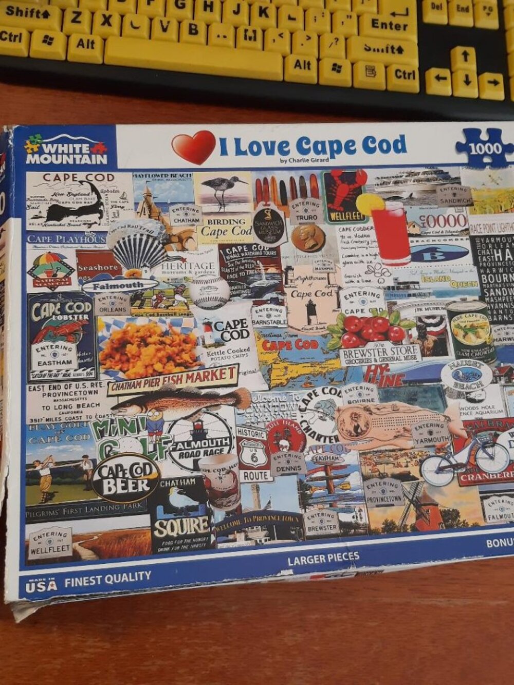 White Mountain I love Cape Cod Pizzles 1000 Pcs NEW Defect Box Broken Good Condi